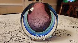 Murano Blown Glass Vase Mid Century Modern Artist Signed Schiavon Murano