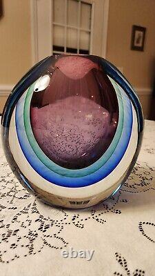 Murano Blown Glass Vase Mid Century Modern Artist Signed Schiavon Murano