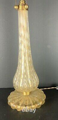 Murano Bullicante art glass lamp clear white with gold aventurine