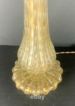 Murano Bullicante art glass lamp clear white with gold aventurine