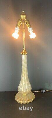 Murano Bullicante art glass lamp clear white with gold aventurine