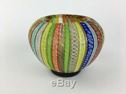 Murano Cenedese Latticino Italian Art Glass Multi Color Bowl Vase