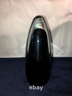 Murano Cenedese Vetraria Sommerso Bullet Dark Green in Clear paperweight 1950's