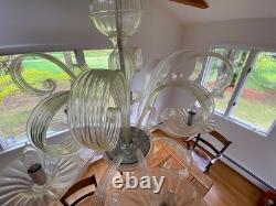 Murano Chandelier Hand Blown Italian 1960's 5 arms clear glass