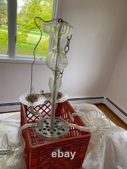 Murano Chandelier Hand Blown Italian 1960's 5 arms clear glass