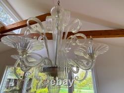 Murano Chandelier Hand Blown Italian 1960's 5 arms clear glass