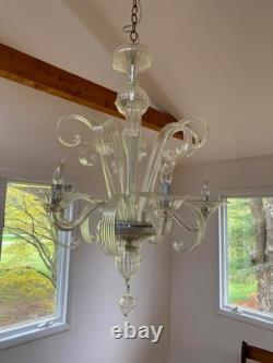 Murano Chandelier Hand Blown Italian 1960's 5 arms clear glass Murano Chandelier Hand Blown Italian 1960's 5 arms clear glass
