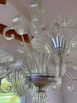 Murano Chandelier Hand Blown Italian 1960's 5 arms clear glass