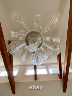 Murano Chandelier Hand Blown Italian 1960's 5 arms clear glass