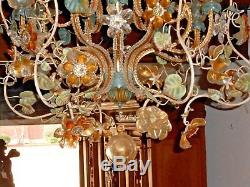 Murano Chandelier Hand-blown Glass Flowers, Leaves and Accents