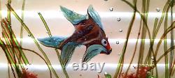 Murano Clear Art Glass Aquarium Scene Inside Sculpture Paperweight 4X5 Vintage