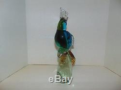 Murano Cockatoo Cockatiel Bird Figurine Hand Blown Art Glass Labeled T53