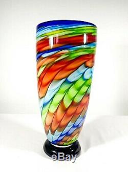 Murano Colorful Hand Blown Art Glass Vase 15 Tall