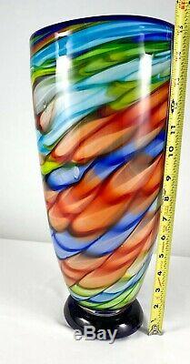 Murano Colorful Hand Blown Art Glass Vase 15 Tall