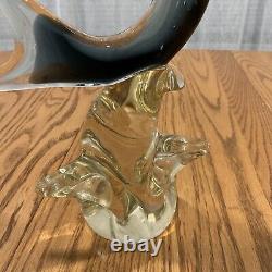 Murano Dolphin Italian Hand-Blown Glass Dolphin On Wave Vintage 13 INCHES TALL