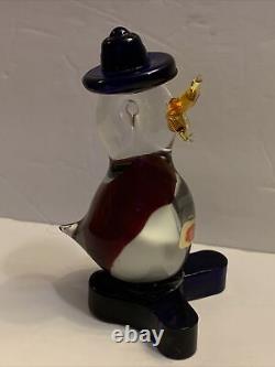 Murano Donald Duck With Hat Art Glass Colorful Figurine Tags Italy 5.5 Vintage