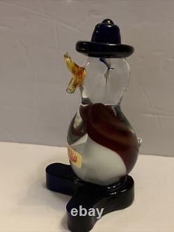 Murano Donald Duck With Hat Art Glass Colorful Figurine Tags Italy 5.5 Vintage