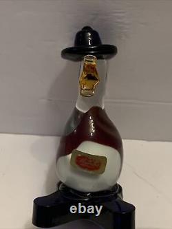 Murano Donald Duck With Hat Art Glass Colorful Figurine Tags Italy 5.5 Vintage