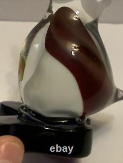 Murano Donald Duck With Hat Art Glass Colorful Figurine Tags Italy 5.5 Vintage