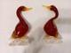 Murano Duck Figurines Ruby Made in Italy Hand Blown Glass with Original Sticker