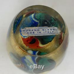 Murano Empoli Cased Glass Gold Multicolored Hand Blown Art Glass Vase Italy 3.5