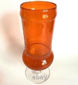 Murano Empoli Orange Glass Apothecary Candy Jar 13.5 Vtg Mid Century