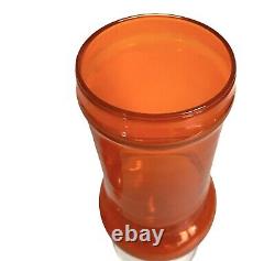 Murano Empoli Orange Glass Apothecary Candy Jar 13.5 Vtg Mid Century