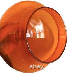 Murano Empoli Orange Glass Apothecary Candy Jar 13.5 Vtg Mid Century