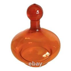 Murano Empoli Orange Glass Apothecary Candy Jar 13.5 Vtg Mid Century