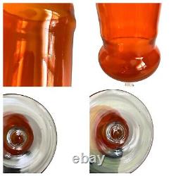 Murano Empoli Orange Glass Apothecary Candy Jar 13.5 Vtg Mid Century