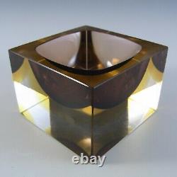 Murano Faceted Brown & Amber Sommerso Glass Vintage Bowl