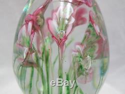 Murano Ferro & Lazzarini Hand Blown Glass Egg Pink Flowers Stems Exquisite