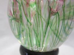 Murano Ferro & Lazzarini Hand Blown Glass Egg Pink Flowers Stems Exquisite