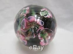 Murano Ferro & Lazzarini Hand Blown Glass Egg Pink Flowers Stems Exquisite