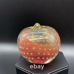 Murano Fine Art Glass Apple Bullicante Figurine Paperweight 3T 3W Round Fruit