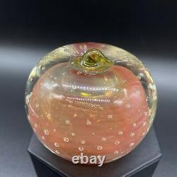 Murano Fine Art Glass Apple Bullicante Figurine Paperweight 3T 3W Round Fruit