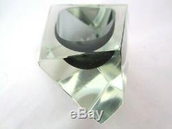 Murano Flavio poli for seguso bluey grey abstract faceted block cut bowl c1960s