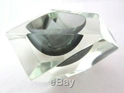 Murano Flavio poli for seguso bluey grey abstract faceted block cut bowl c1960s