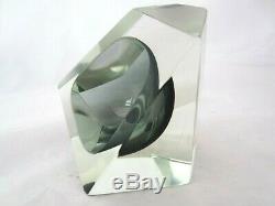 Murano Flavio poli for seguso bluey grey abstract faceted block cut bowl c1960s