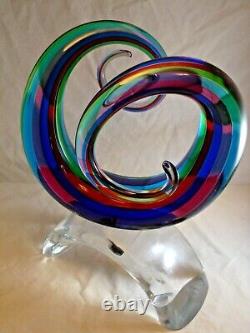 Murano Formia Glass SCULPTURE MODERN Hand Blown In Italy Rare 13 x 9 x 4