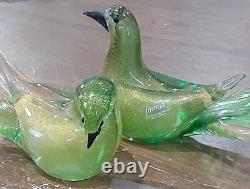 Murano (Formia) (Set Of 2) Hand Blown Glass Doves Original Labels