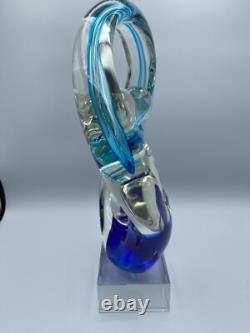 Murano /GCA Style Hand Blown Art Glass Abstract Statue Family 12.5 Tall /ro