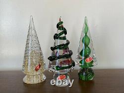 Murano Glass AVENTURINE RIBBON Green Gold Swirl Christmas Tree