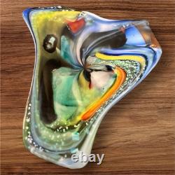 Murano Glass Ashtray Hand-Blown Multicolor Art Glass Centerpiece Bowl