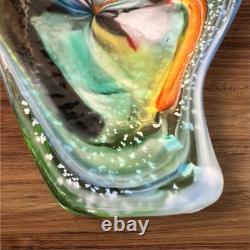 Murano Glass Ashtray Hand-Blown Multicolor Art Glass Centerpiece Bowl Murano Glass Ashtray Hand-Blown Multicolor Art Glass Centerpiece Bowl