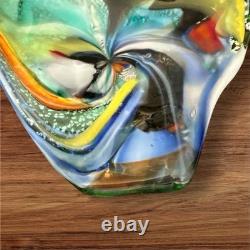 Murano Glass Ashtray Hand-Blown Multicolor Art Glass Centerpiece Bowl