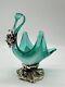 Murano Glass Blue Swan Made in Italy Hand Blown Argent 925 Sterling Silver Base