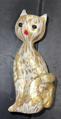 Murano Glass Cat Figurine Murrine Millefiori 24k Gold Livio Campanella