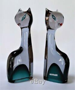 Murano Glass Cats Antonio Da Ros Vintage Cenedese Sculpture Bookends