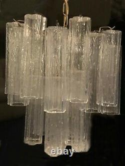 Murano Glass Chandelier clear waterfall design hand-blown in excellent condition